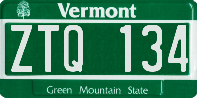 VT license plate ZTQ134