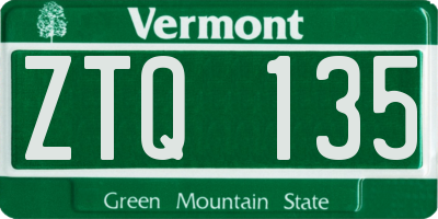 VT license plate ZTQ135