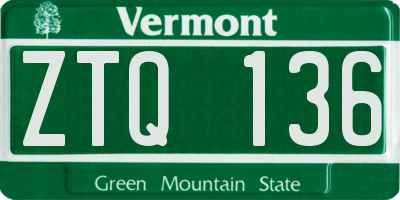 VT license plate ZTQ136