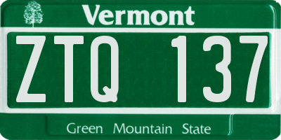 VT license plate ZTQ137