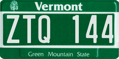 VT license plate ZTQ144