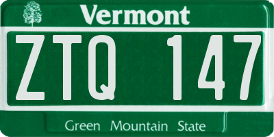 VT license plate ZTQ147