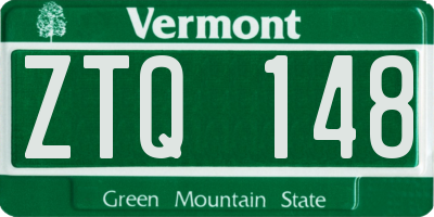 VT license plate ZTQ148