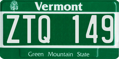 VT license plate ZTQ149