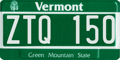 VT license plate ZTQ150