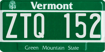 VT license plate ZTQ152