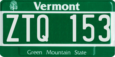 VT license plate ZTQ153