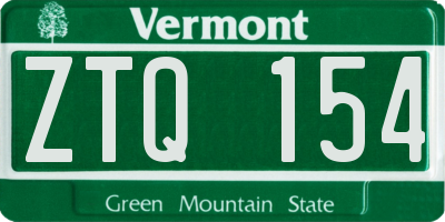 VT license plate ZTQ154