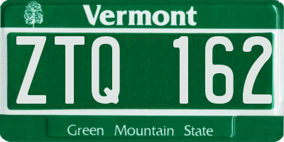 VT license plate ZTQ162