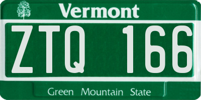 VT license plate ZTQ166