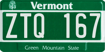 VT license plate ZTQ167