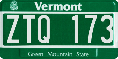 VT license plate ZTQ173