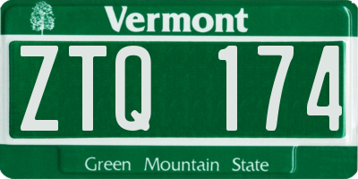 VT license plate ZTQ174