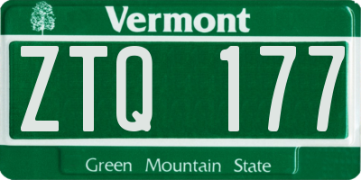 VT license plate ZTQ177