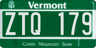 VT license plate ZTQ179
