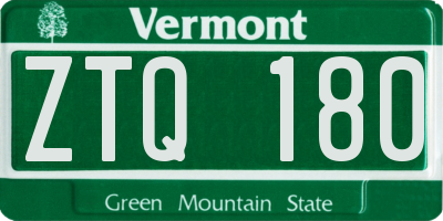 VT license plate ZTQ180