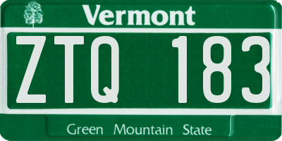 VT license plate ZTQ183