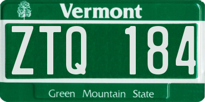 VT license plate ZTQ184