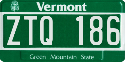 VT license plate ZTQ186