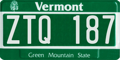 VT license plate ZTQ187