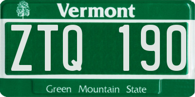 VT license plate ZTQ190