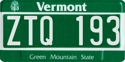 VT license plate ZTQ193