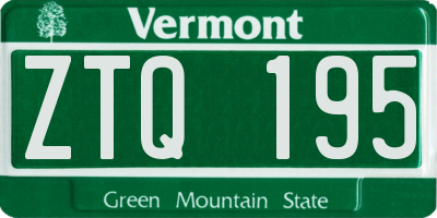 VT license plate ZTQ195