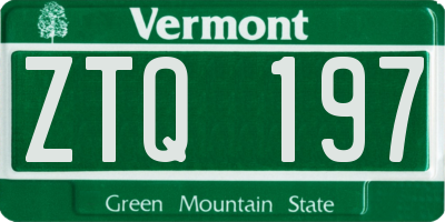 VT license plate ZTQ197