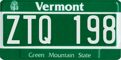VT license plate ZTQ198