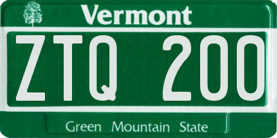 VT license plate ZTQ200