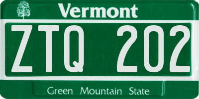 VT license plate ZTQ202