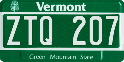 VT license plate ZTQ207