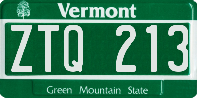VT license plate ZTQ213