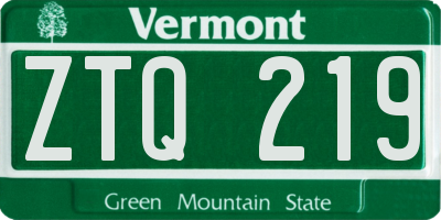 VT license plate ZTQ219