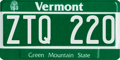 VT license plate ZTQ220