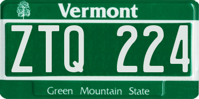 VT license plate ZTQ224