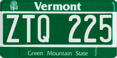 VT license plate ZTQ225