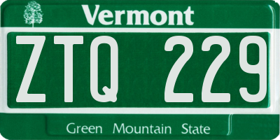 VT license plate ZTQ229
