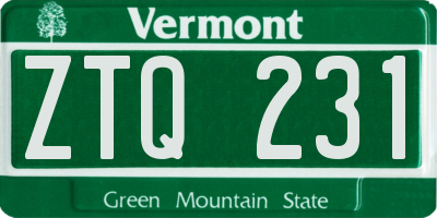 VT license plate ZTQ231