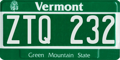 VT license plate ZTQ232