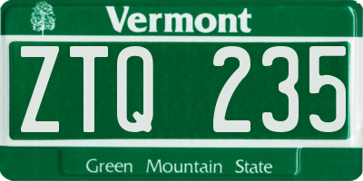 VT license plate ZTQ235