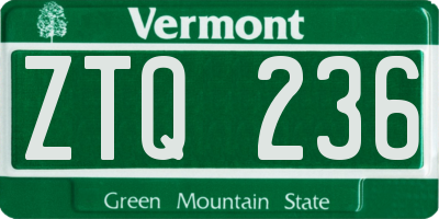 VT license plate ZTQ236