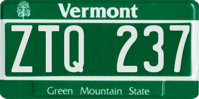 VT license plate ZTQ237
