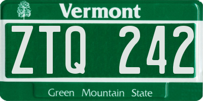 VT license plate ZTQ242