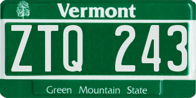 VT license plate ZTQ243