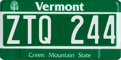 VT license plate ZTQ244