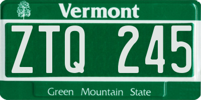 VT license plate ZTQ245