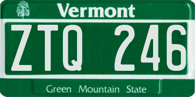 VT license plate ZTQ246