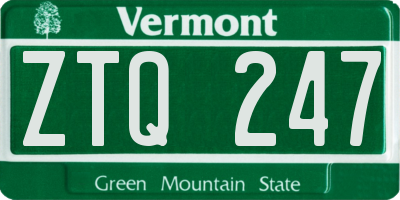 VT license plate ZTQ247