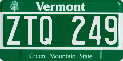 VT license plate ZTQ249